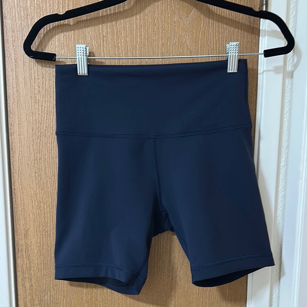 Lululemon Navy Blue Athletic Shorts: 6inch Wunder Train High-Rise Short